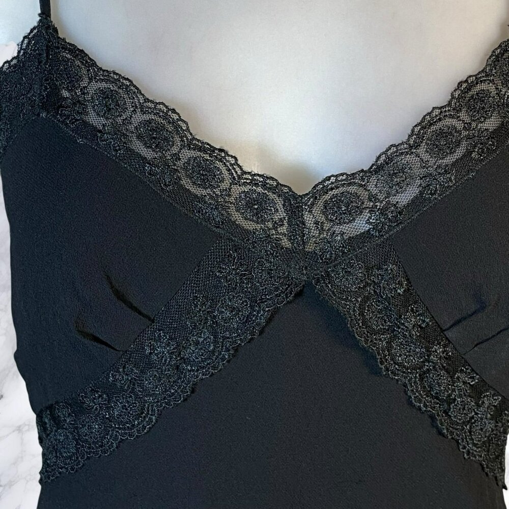 VTG Sue Wong Silk Fit and Flare Midi Rosette Dress in Black - Picture 6 of 13